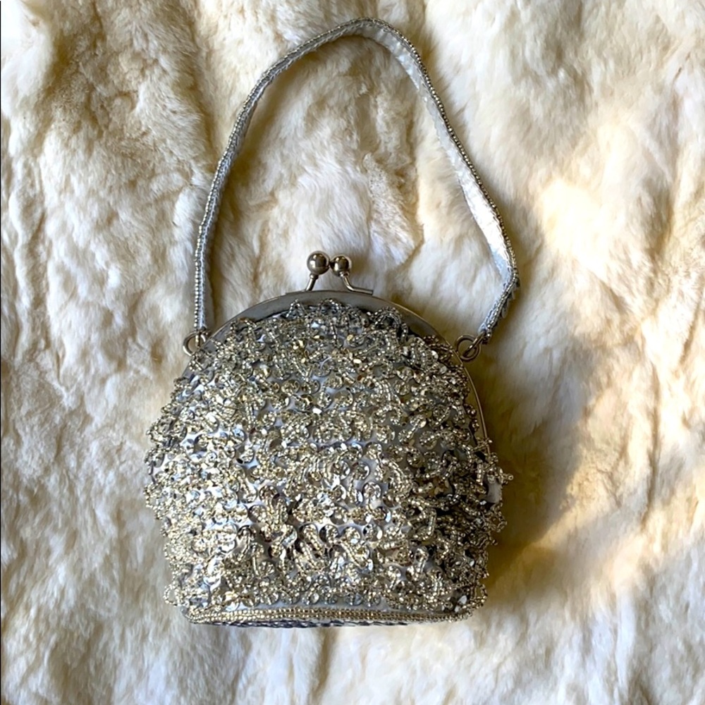 Silver evening bag